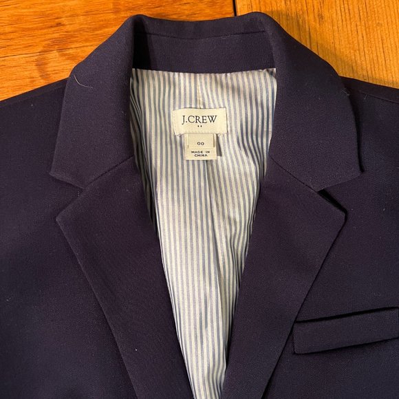 J. Crew Women’s Navy Schoolboy Wool Spandex Blazer Jacket with Gold Buttons 00 - Picture 3 of 8